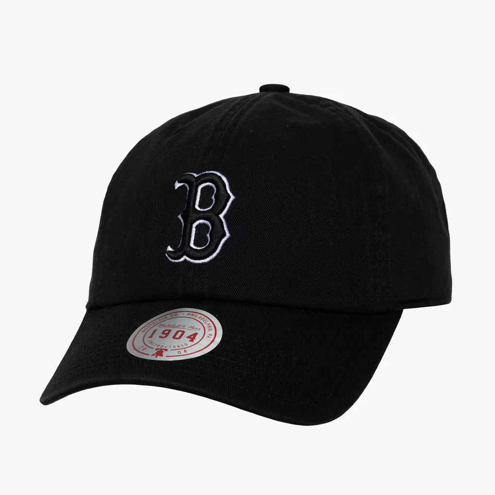 Boston Red Sox Mitchell & Ness Unisex 1904 Strapback Adjustable Hat - Black & White