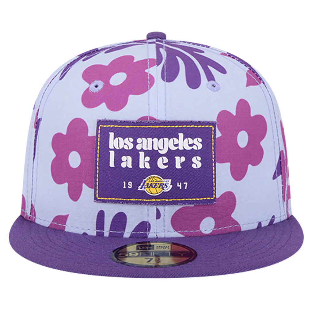 Los Angeles Lakers New Era Palm Fronds 2-Tone 59FIFTY Fitted Hat - Purple Techwosell