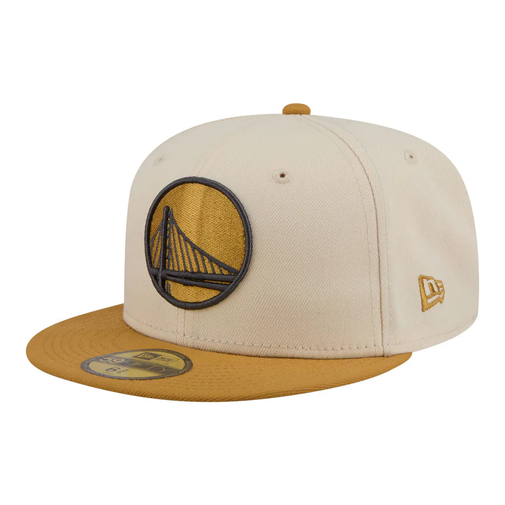 Golden State Warriors New Era Two-Tone Color Pack 59FIFTY Fitted Hat - Cream/Tan Techwosell