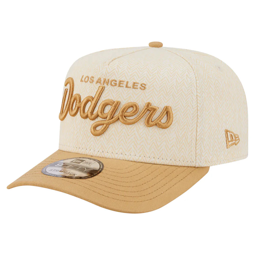 Los Angeles Dodgers New Era Herringbone 9FIFTY A-Frame Snapback Hat - Cream Techwosell