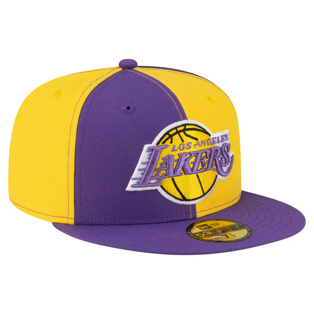 Los Angeles Lakers New Era 80s Throwback Pinwheel 59FIFTY Fitted Hat - Gold/Purple