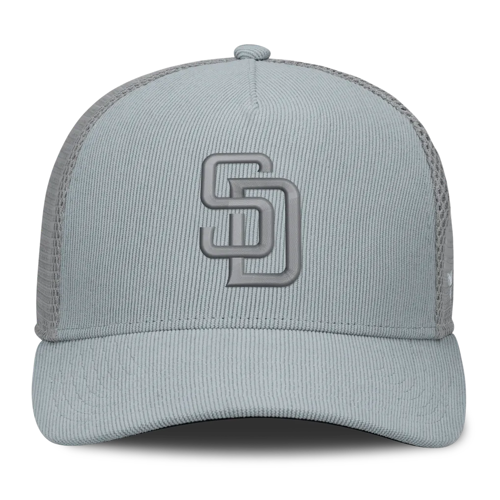 San Diego Padres Fanatics Corduroy Relief Trucker Adjustable Hat - Gray Techwosell