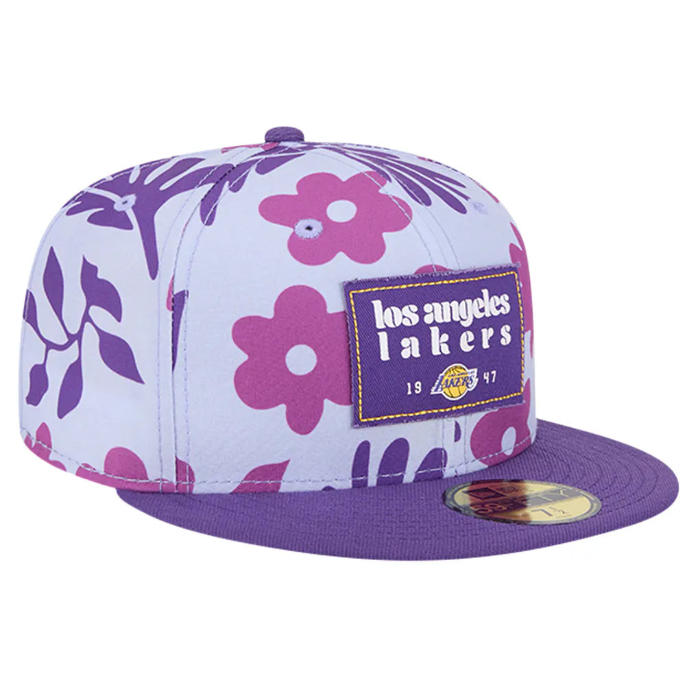 Los Angeles Lakers New Era Palm Fronds 2-Tone 59FIFTY Fitted Hat - Purple