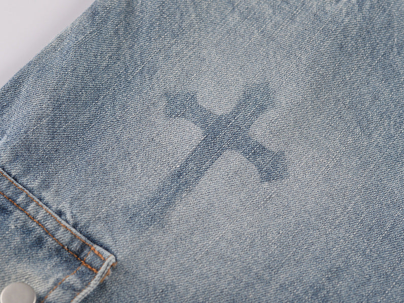 High Street Retro Cross Graffiti Loose Straight Jeans