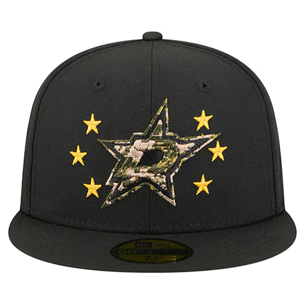 Dallas Stars New Era Military Appreciation Digital Camo Stars 59FIFTY Fitted Hat - Black