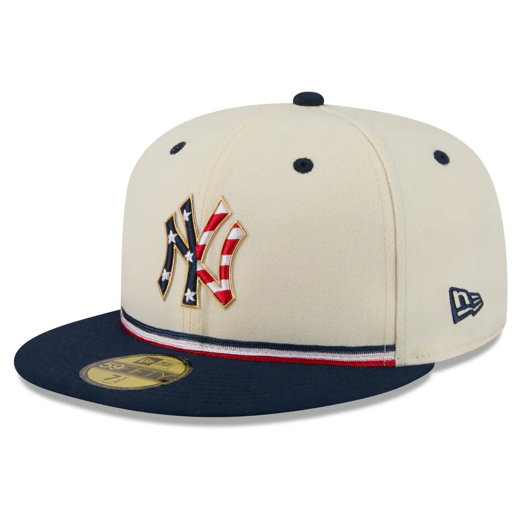 New York Yankees New Era USA 250 Fourth of July 59FIFTY Fitted Hat - Cream/Navy