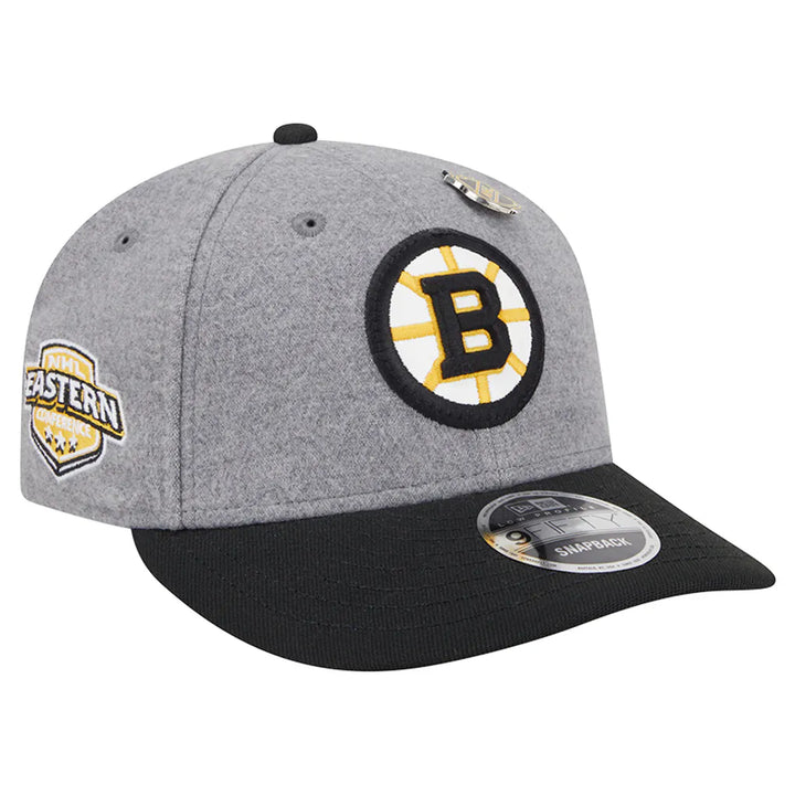 Boston Bruins New Era Wool Pin Low Profile 9FIFTY Snapback Hat - Gray/Black