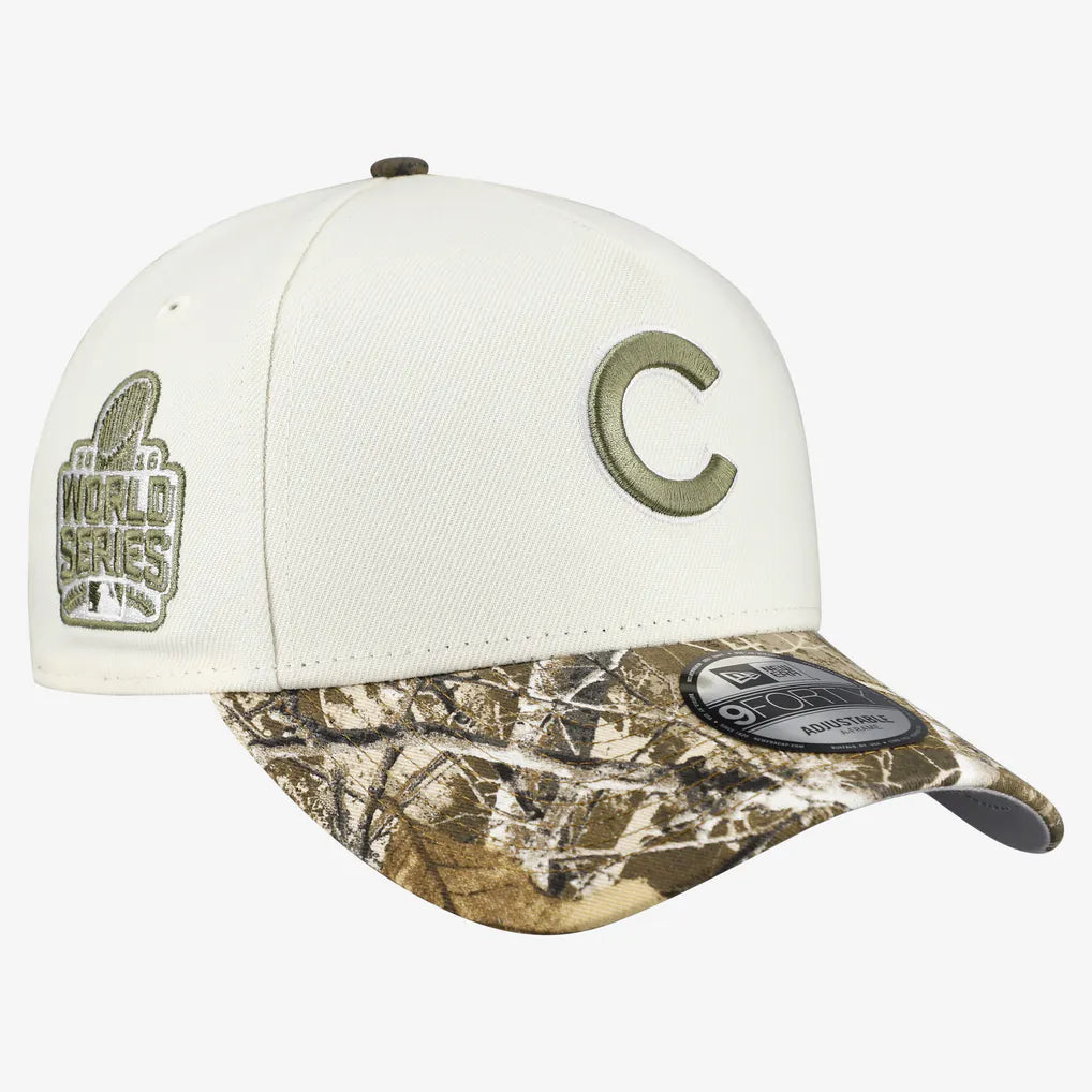 Chicago Cubs New Era 9FORTY A-Frame Adjustable Hat - Cream/Realtree Camo