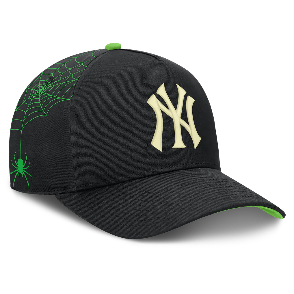 New York Yankees Nike Halloween Glow in the Dark Rise Dri-FIT A-Frame Adjustable Hat - Black Techwosell