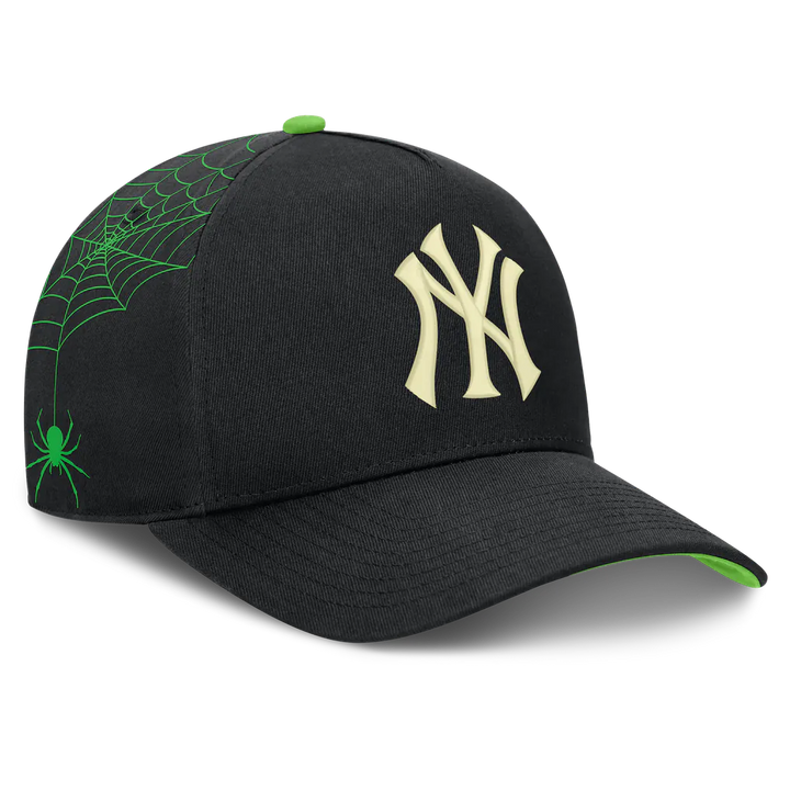 New York Yankees Nike Halloween Glow in the Dark Rise Dri-FIT A-Frame Adjustable Hat - Black