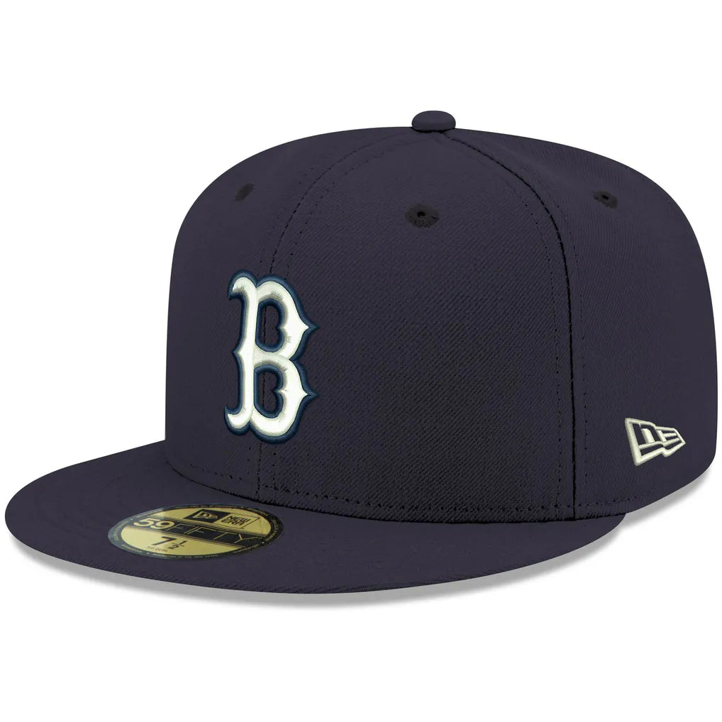 Boston Red Sox New Era White Logo 59FIFTY Fitted Hat - Navy Techwosell