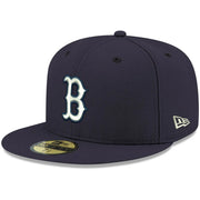 Boston Red Sox New Era White Logo 59FIFTY Fitted Hat - Navy Techwosell