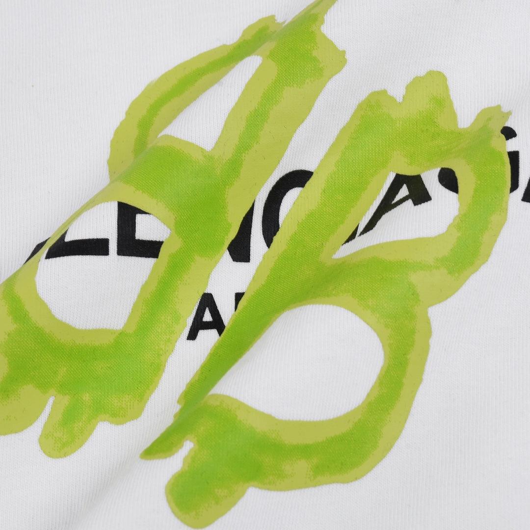 Balenciaga White & Green T-Shirt Without Collar