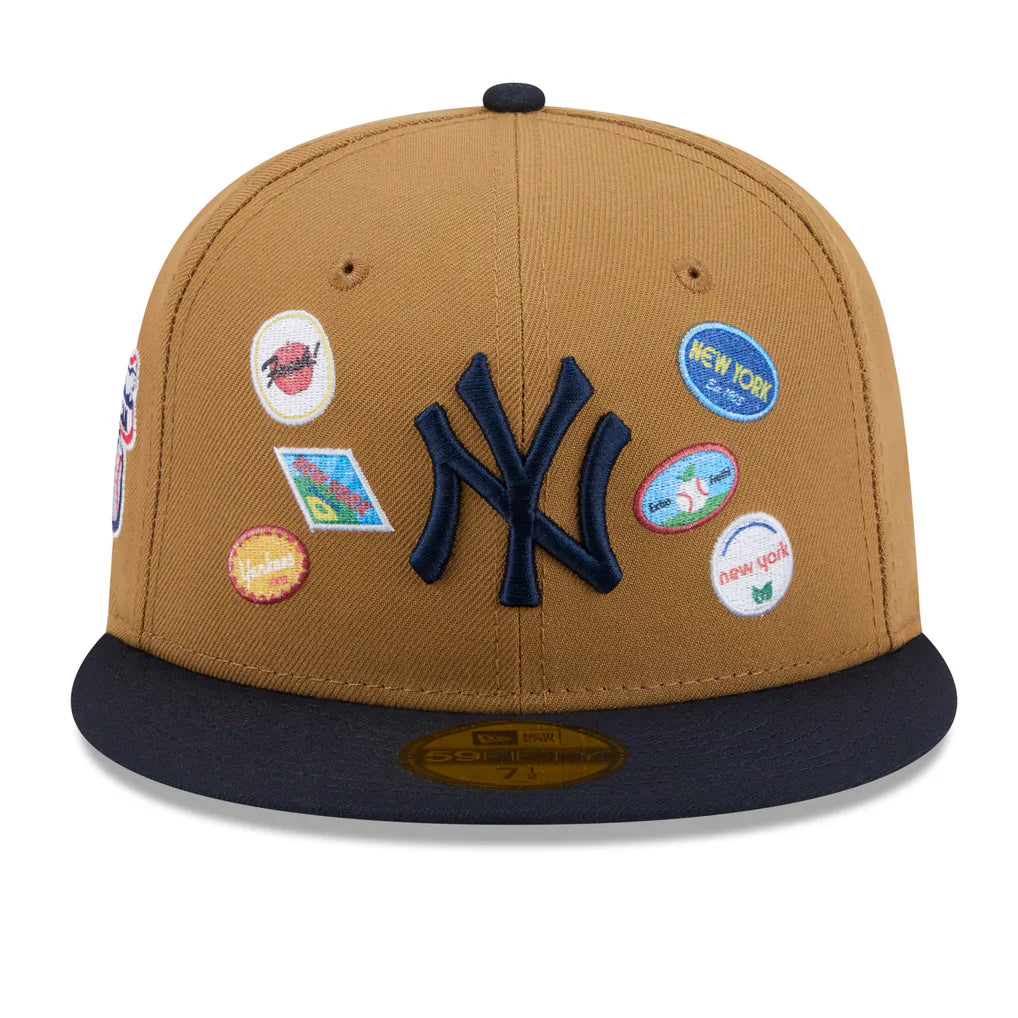 New York Yankees New Era Fruit Sticker 59FIFTY Fitted Hat - Tan Techwosell