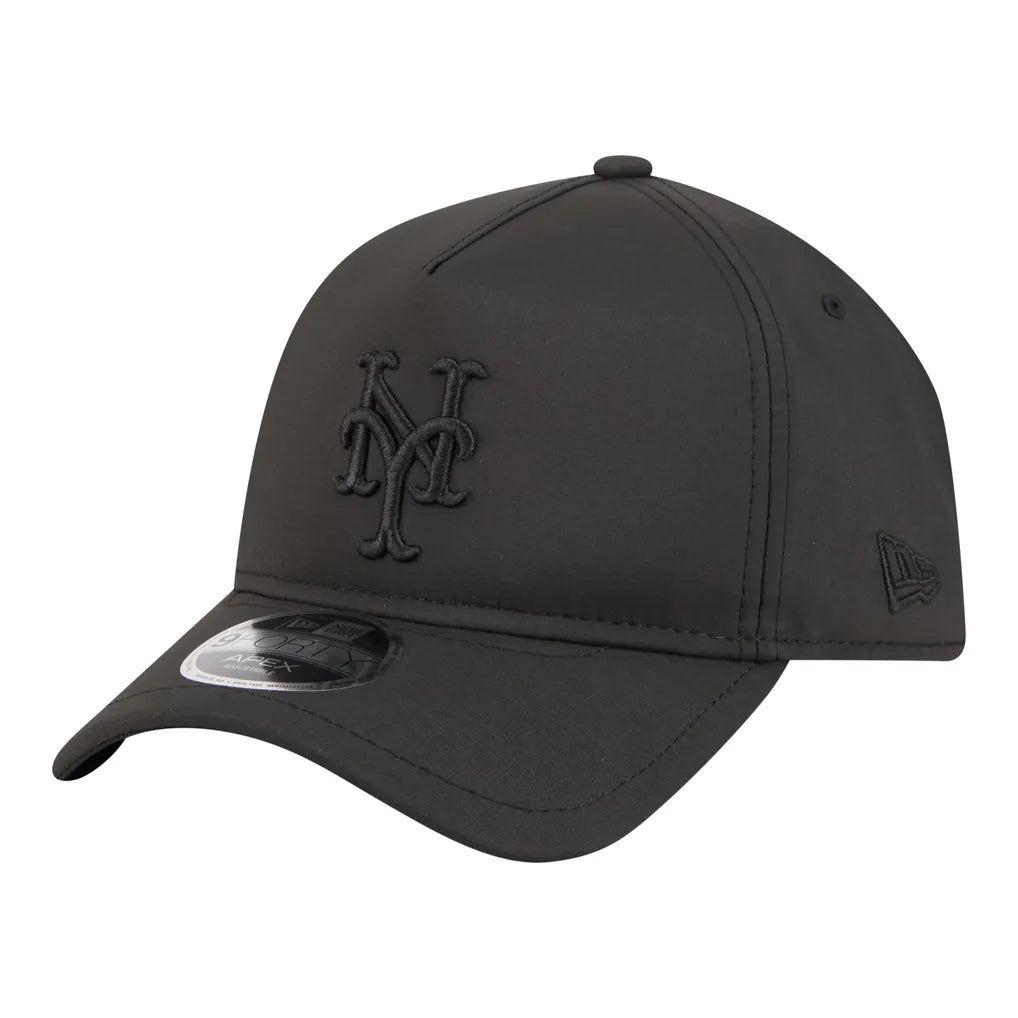 New York Mets New Era Injection Apex 9FORTY Adjustable Hat - Black Techwosell