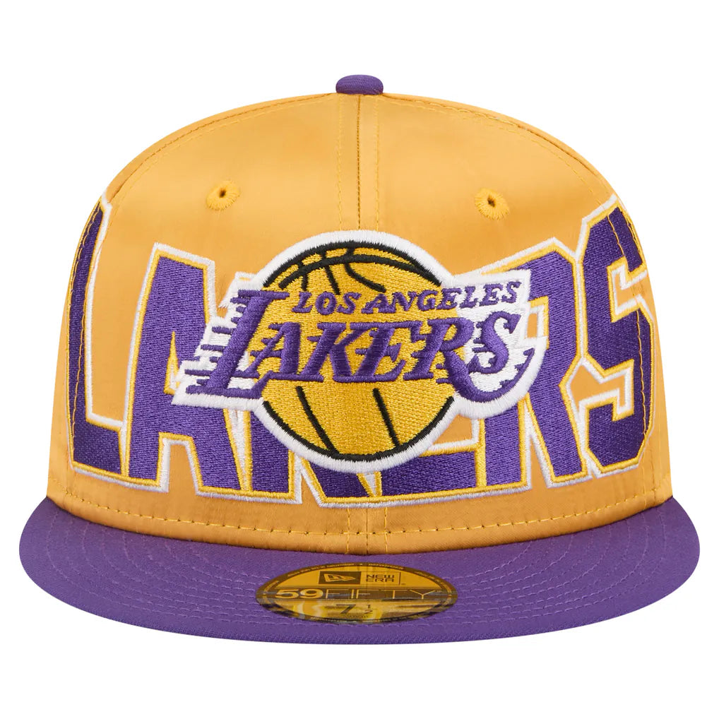 Los Angeles Lakers New Era Satin Two-Tone 59FIFTY Fitted Hat - Gold/Purple