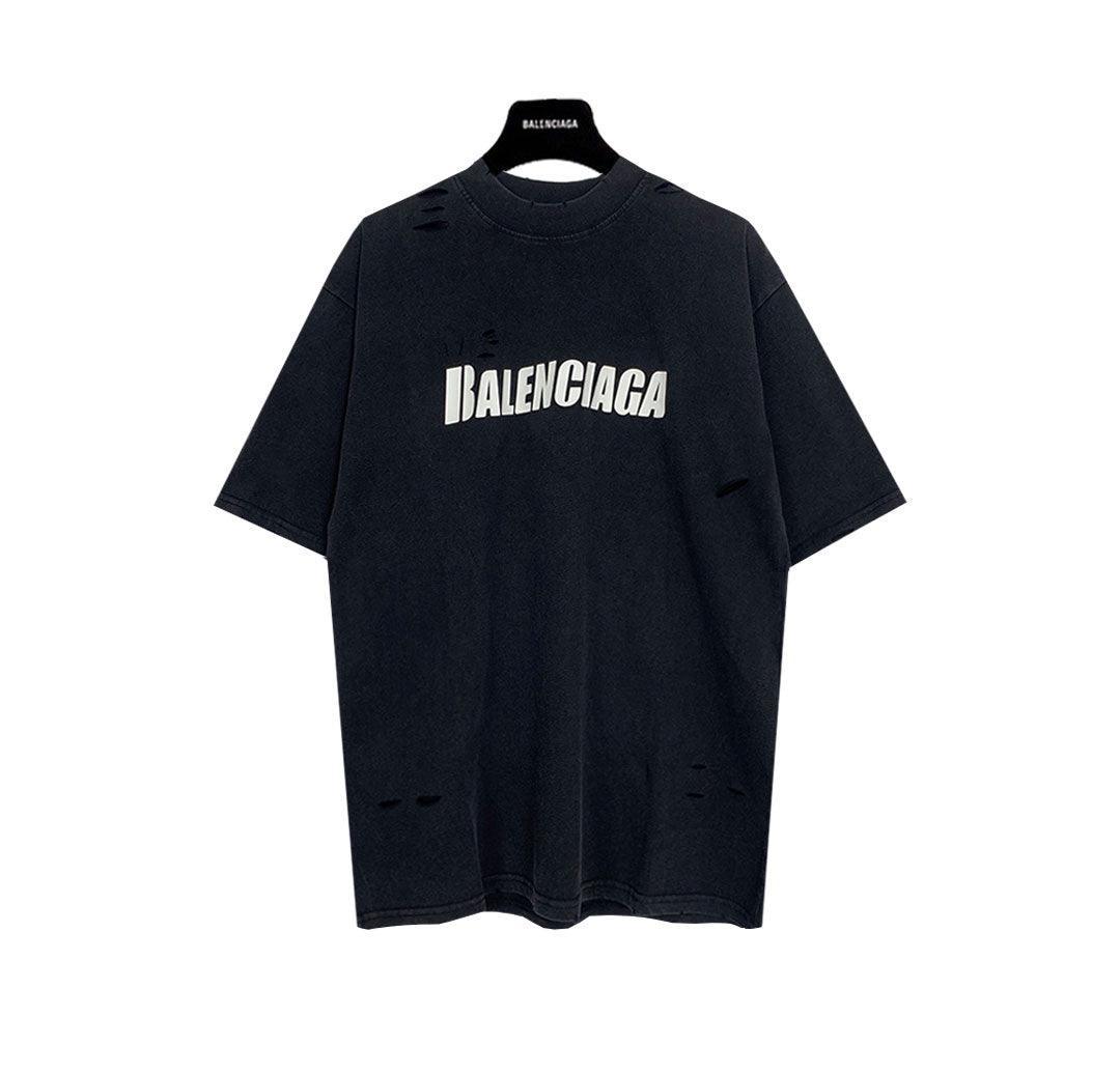 Balenciaga Black T-Shirt Without Collar Techwosell