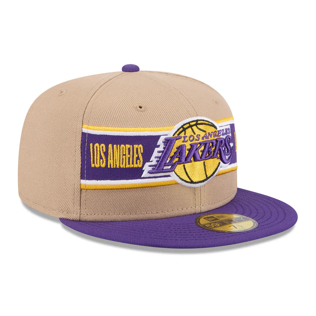 Los Angeles Lakers New Era 2024 NBA Draft 59FIFTY Fitted Hat - Tan/Purple Techwosell