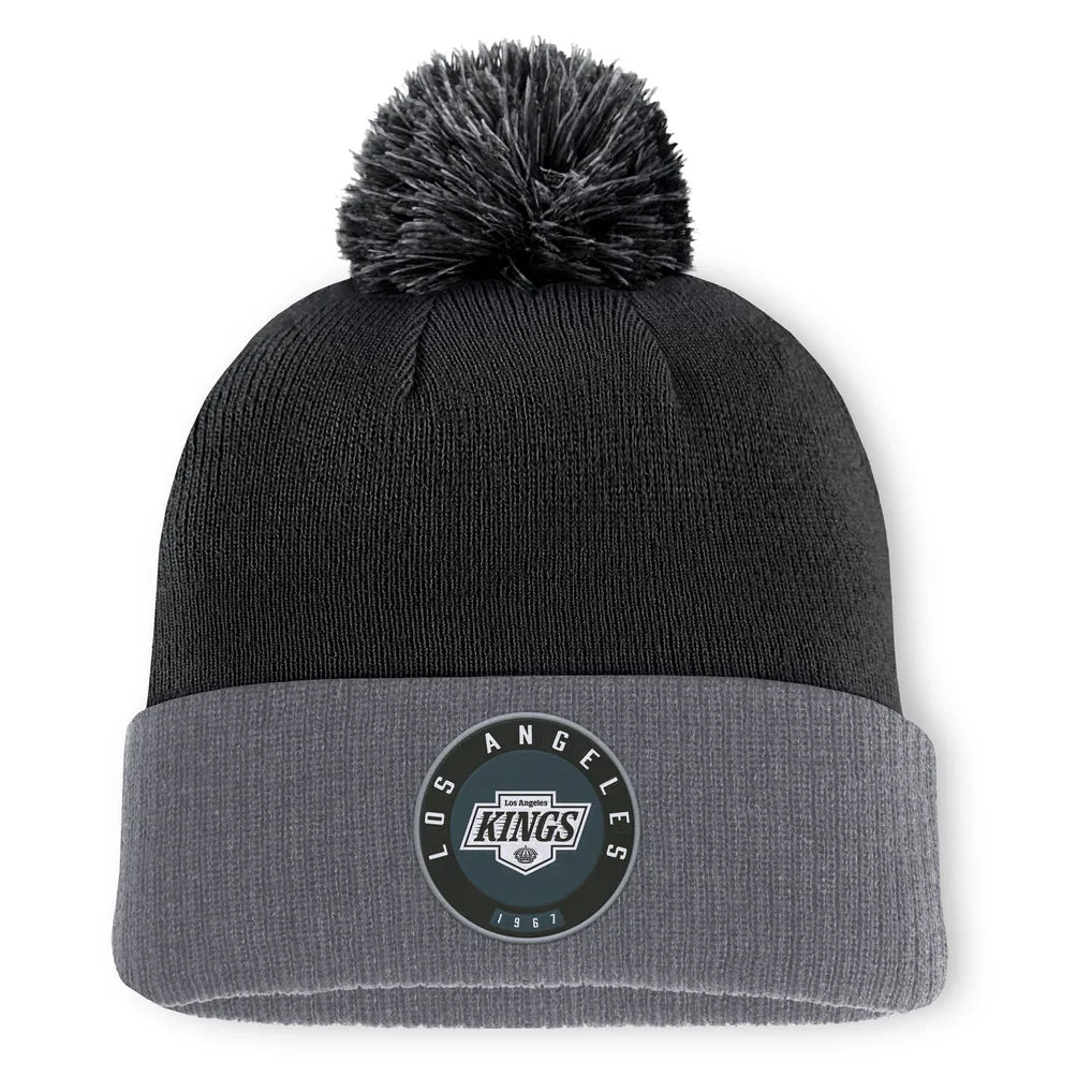 Los Angeles Kings Fanatics Aspyn Cuffed Knit Hat with Pom - Black