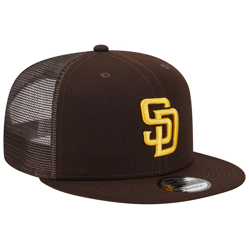San Diego Padres New Era Team Color Trucker 9FIFTY Snapback Hat - Brown Techwosell