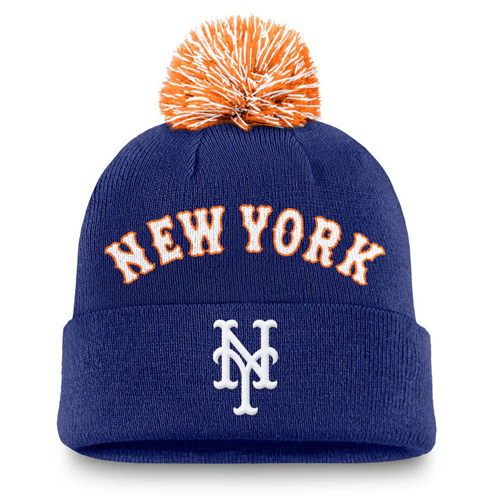New York Mets Nike Peak Cuffed Knit Hat with Pom - Royal