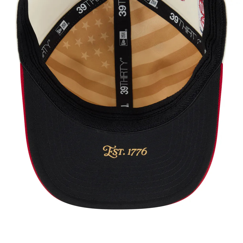 Boston Red Sox New Era USA 250 Fourth of July 39THIRTY M-Crown Flex Hat - Cream/Red