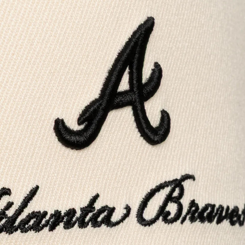 Atlanta Braves Mitchell & Ness Flawless Stretch Snapback Hat - Cream/Black