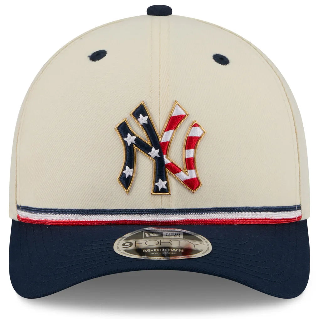 New York Yankees New Era Youth USA 250 9FORTY M-Crown Adjustable Hat - Cream/Navy