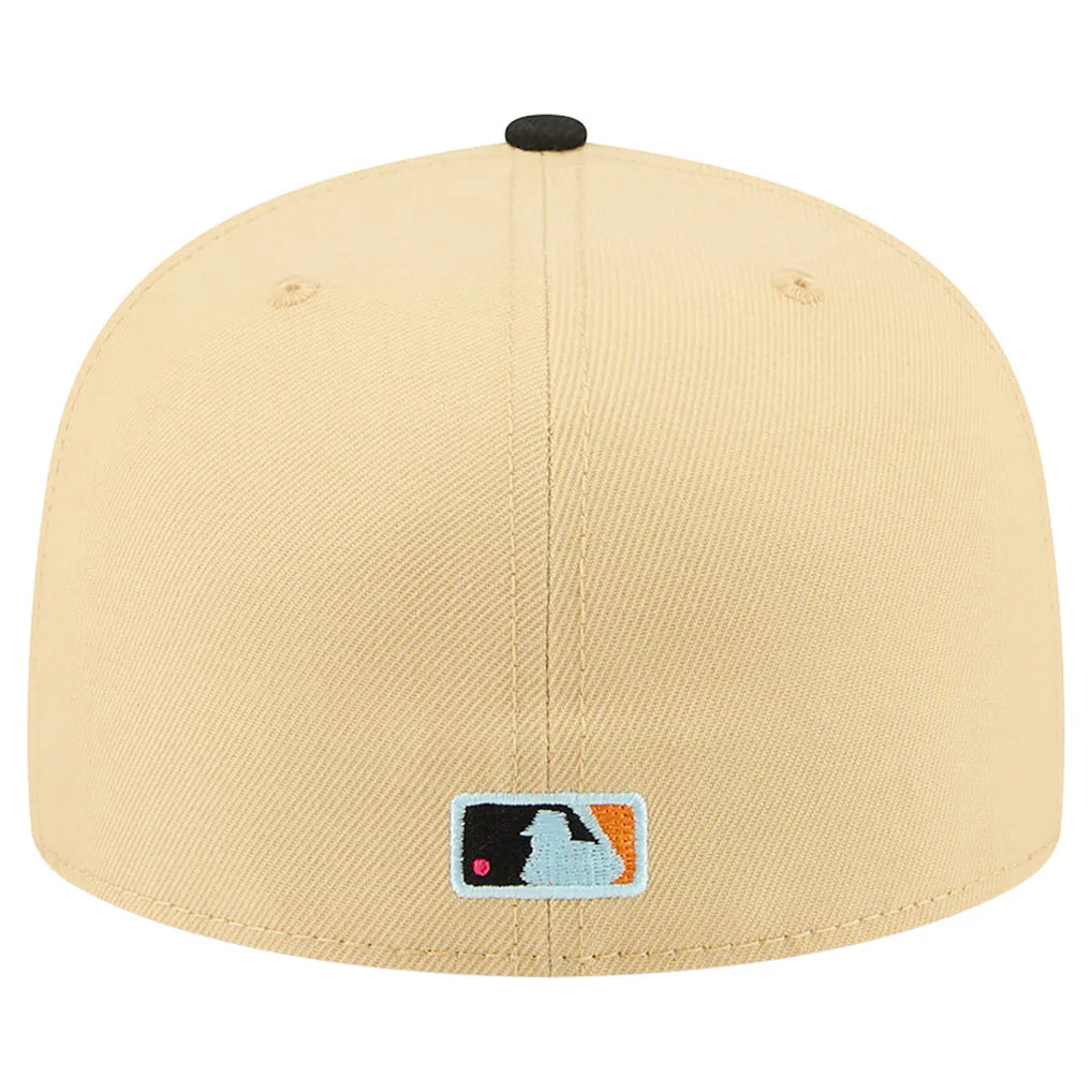 New York Mets New Era Two-Tone Embroidered Visor 59FIFTY Fitted Hat - Light Beige