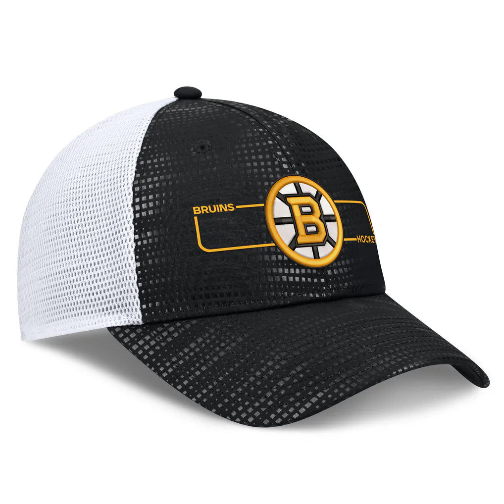 Boston Bruins Fanatics Authentic Pro Rink Boxed Logo Trucker Hat - Black