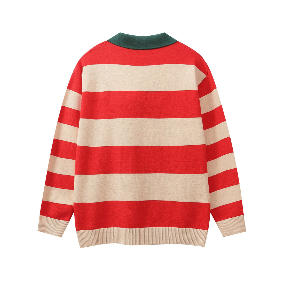 GUCCI Long sleeve polo shirt Interlocking G Knit Cream Red Green mens Techwosell