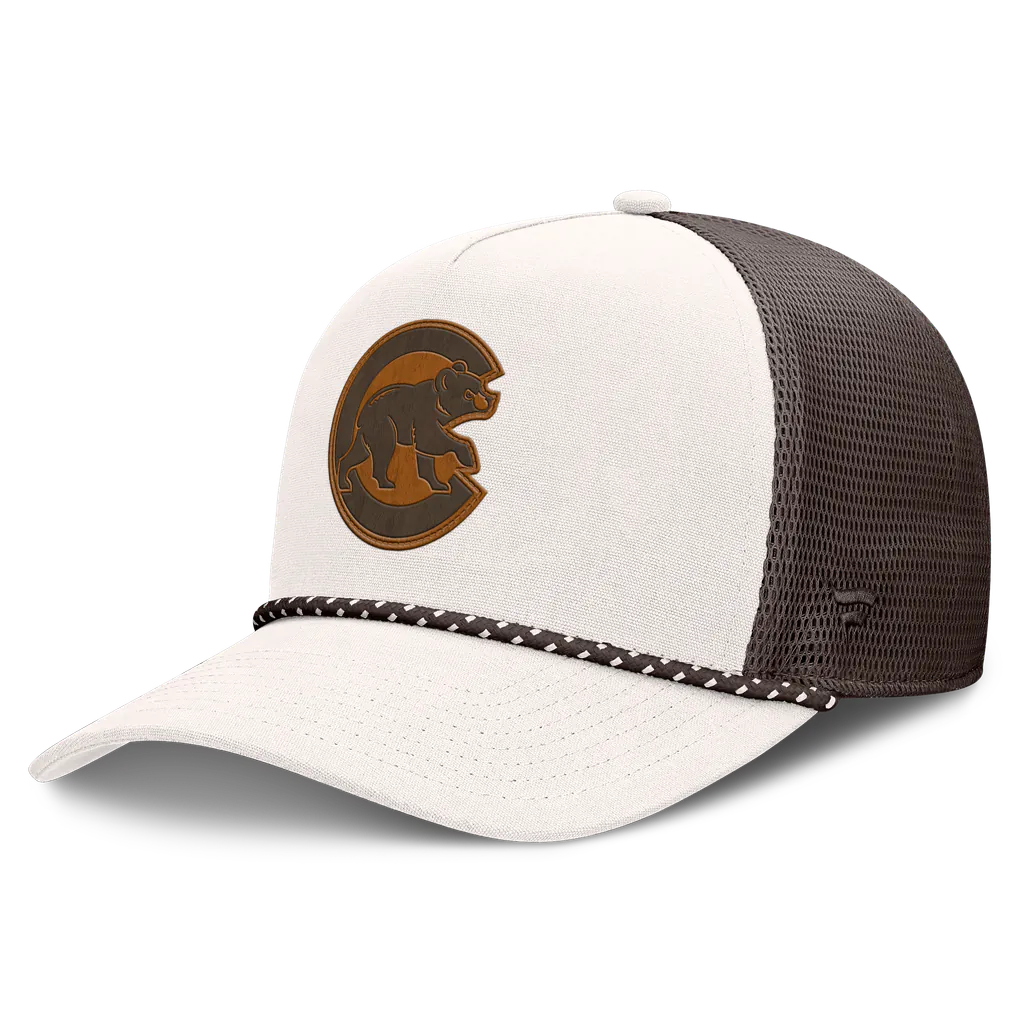 Chicago Cubs Fanatics Level Up Bronco Adjustable Trucker Hat - Cream/Brown