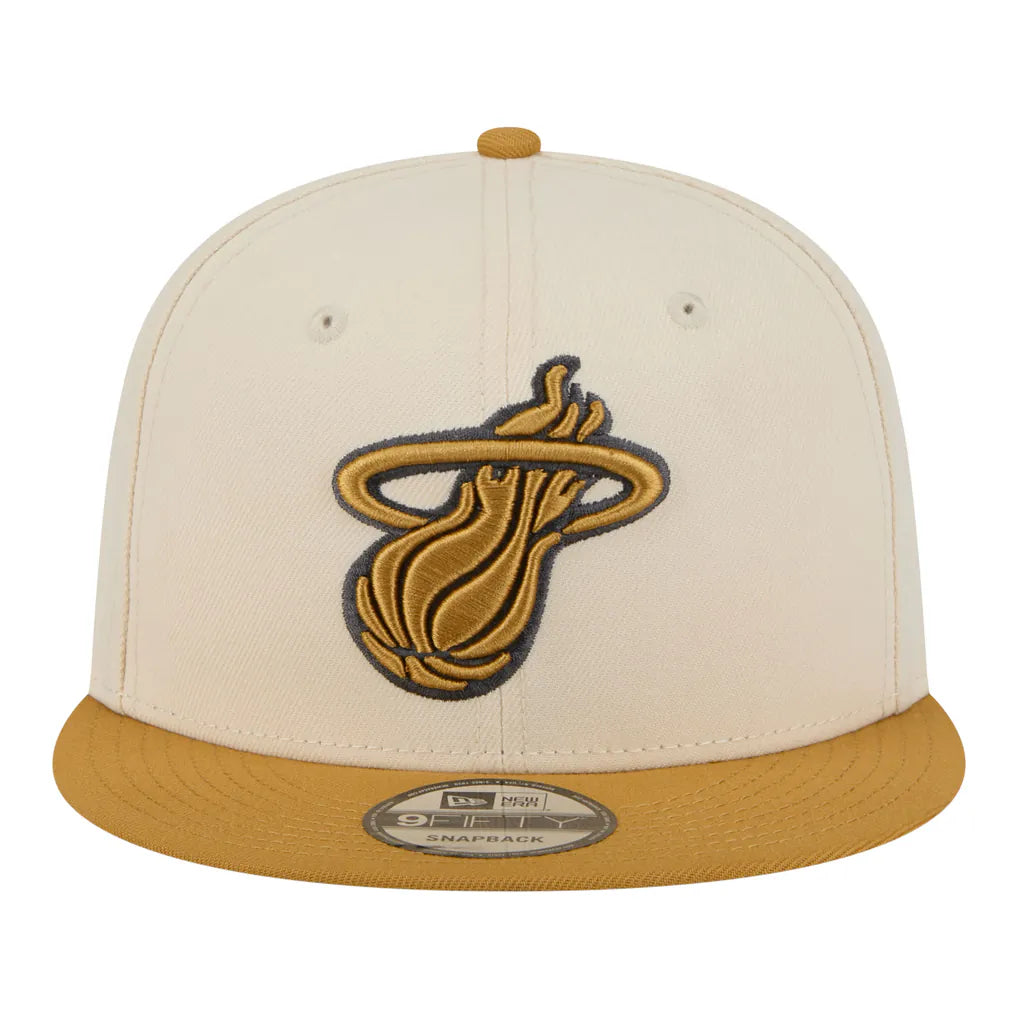 Miami Heat New Era Two-Tone Color Pack 9FIFTY Snapback Hat - Cream/Tan