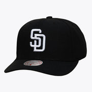 San Diego Padres Mitchell & Ness Black and White Pro Crown Snapback - Black Techwosell