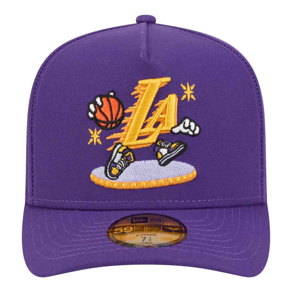 Los Angeles Lakers New Era Injection Cartoon Logo A-Frame 59FIFTY Fitted Hat - Purple