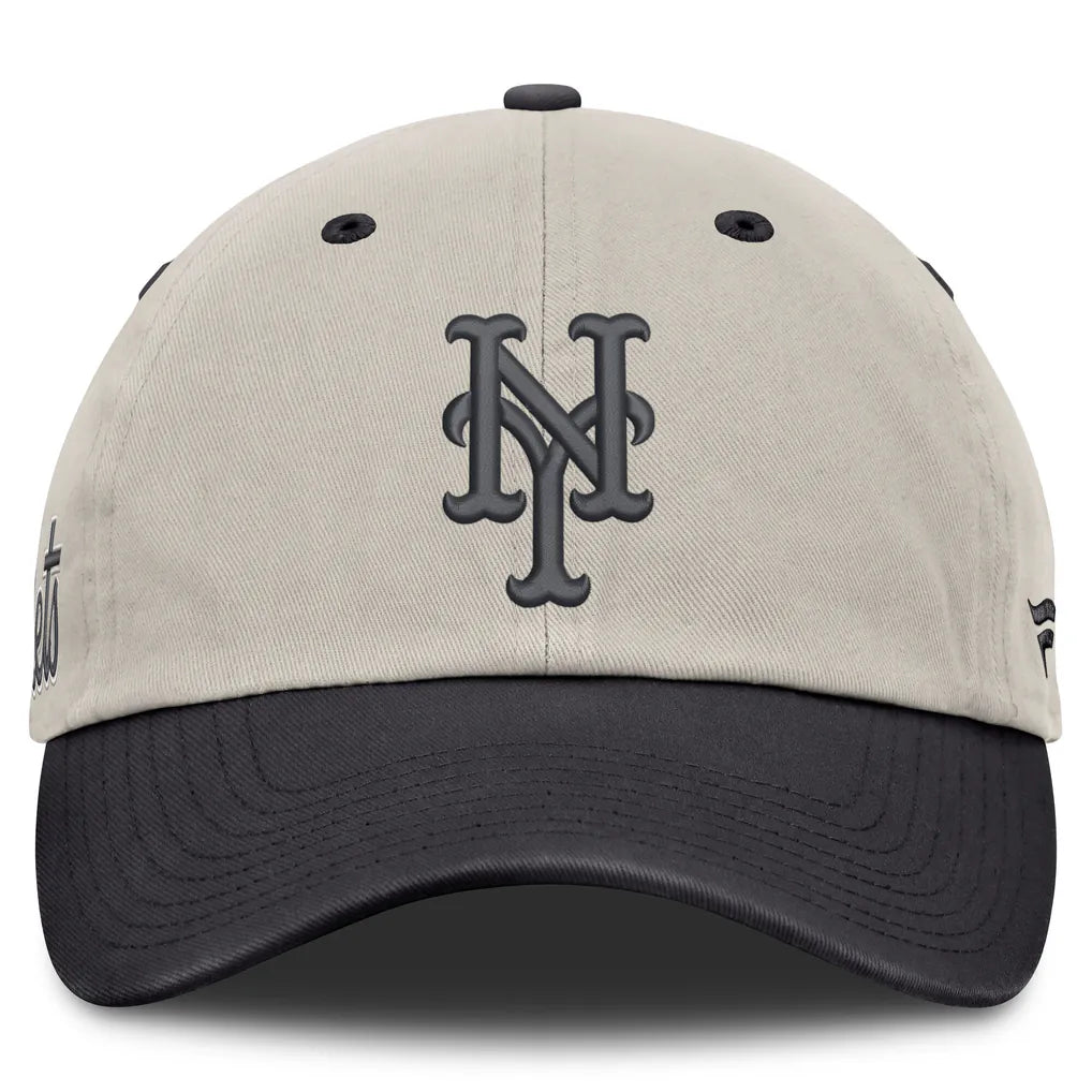 New York Mets Fanatics Frame Adjustable Hat - Beige/Charcoal Techwosell