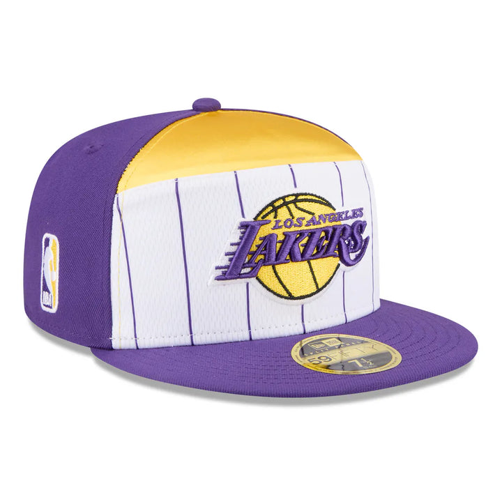 Los Angeles Lakers New Era 2025 NBA Tip Off Split Panel 59FIFTY Fitted Hat - White/Purple