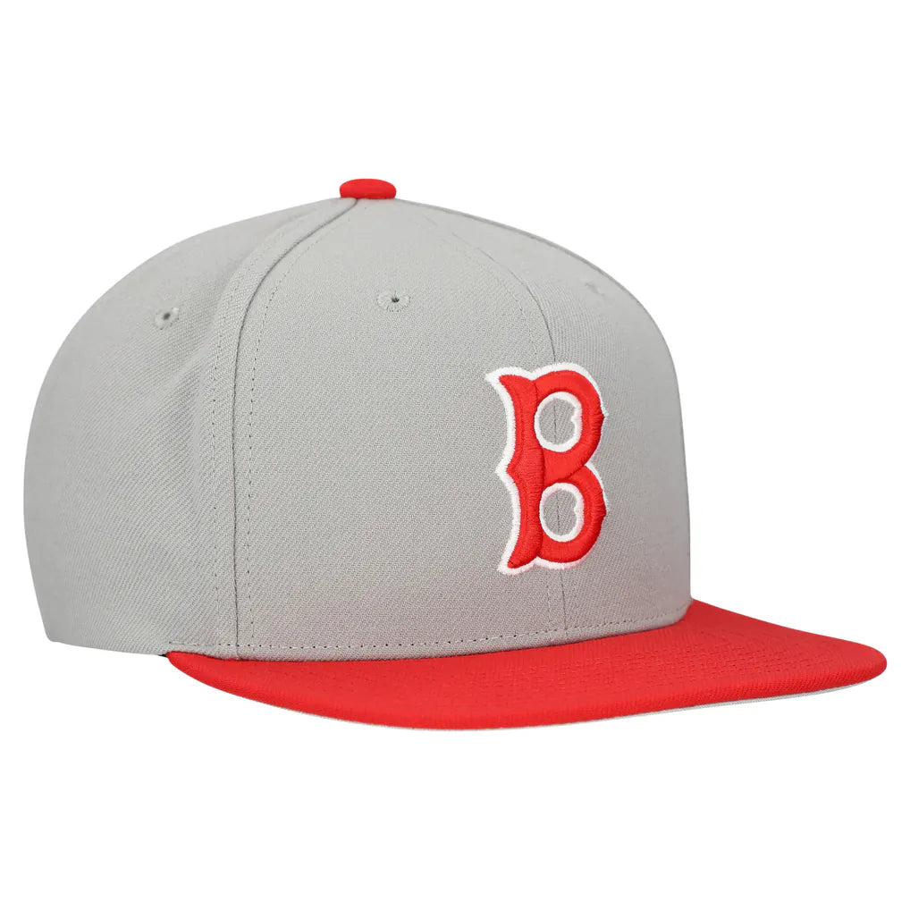 Boston Red Sox Mitchell & Ness Cooperstown Collection Basic Flip Snapback Hat - Gray Techwosell