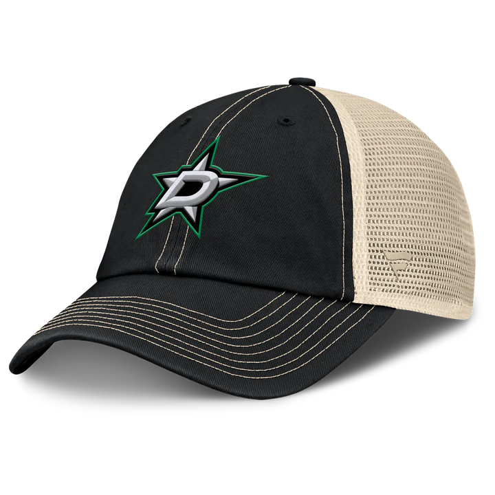 Dallas Stars Fanatics Rival Trucker Adjustable Hat - Black/Natural