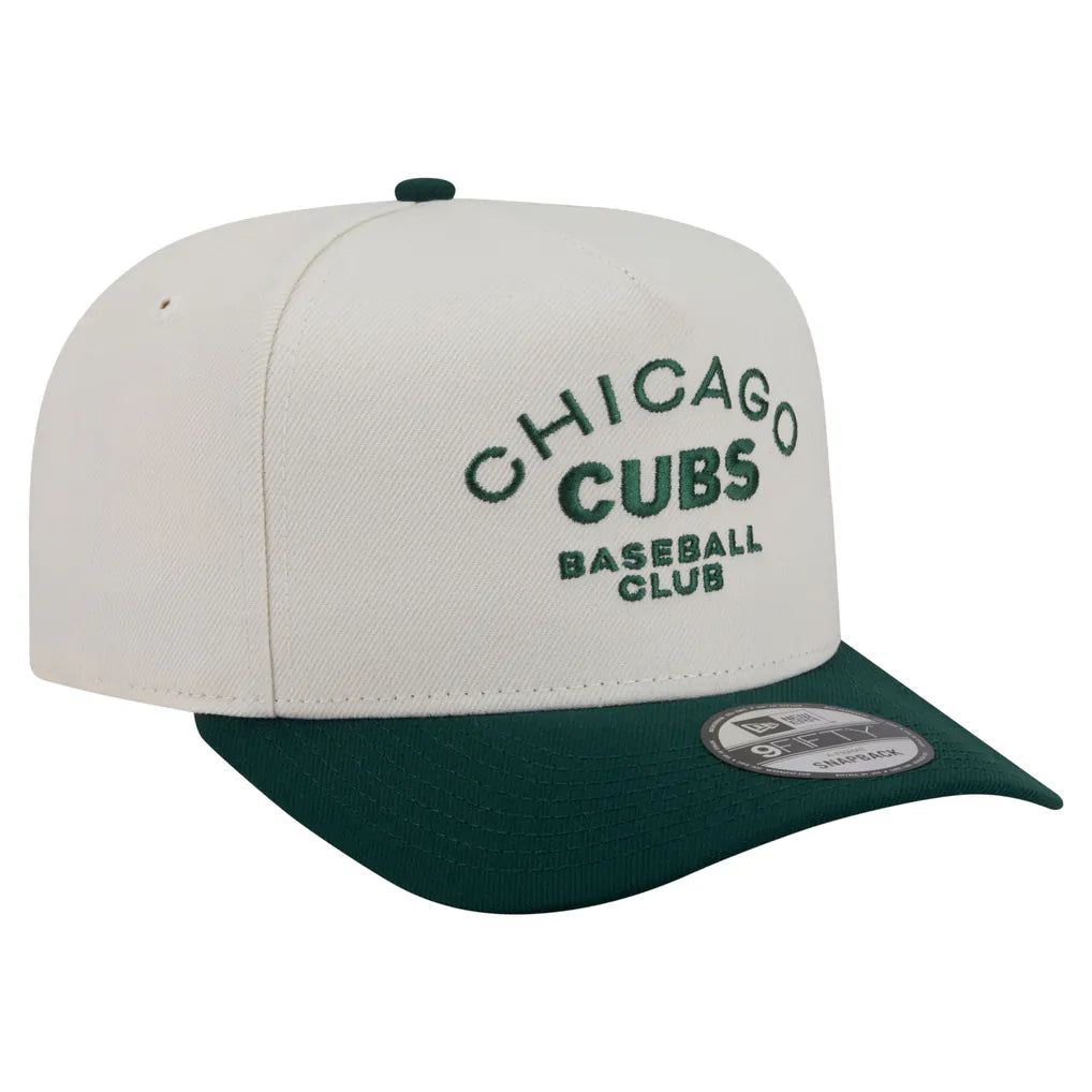 Chicago Cubs New Era Chrome A-Frame 9FIFTY Snapback Hat - Cream/Dark Green Techwosell