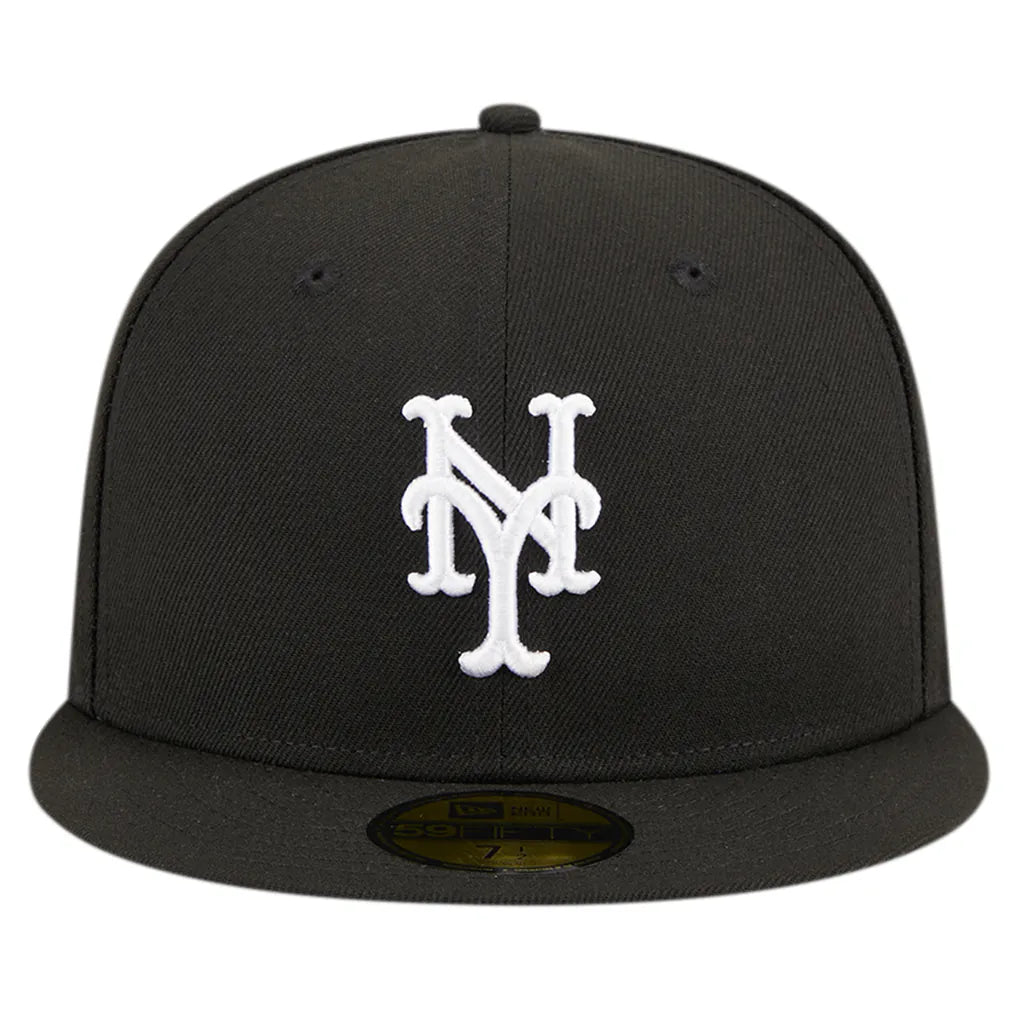 New York Mets New Era Logo 59FIFTY Fitted Hat - Black