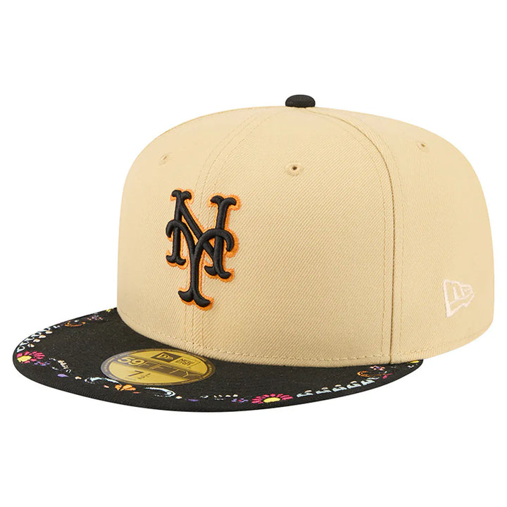 New York Mets New Era Two-Tone Embroidered Visor 59FIFTY Fitted Hat - Light Beige