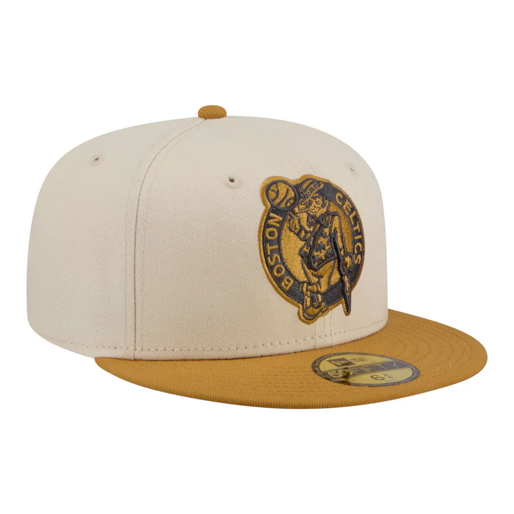 Boston Celtics New Era Two-Tone Color Pack 59FIFTY Fitted Hat - Cream/Tan