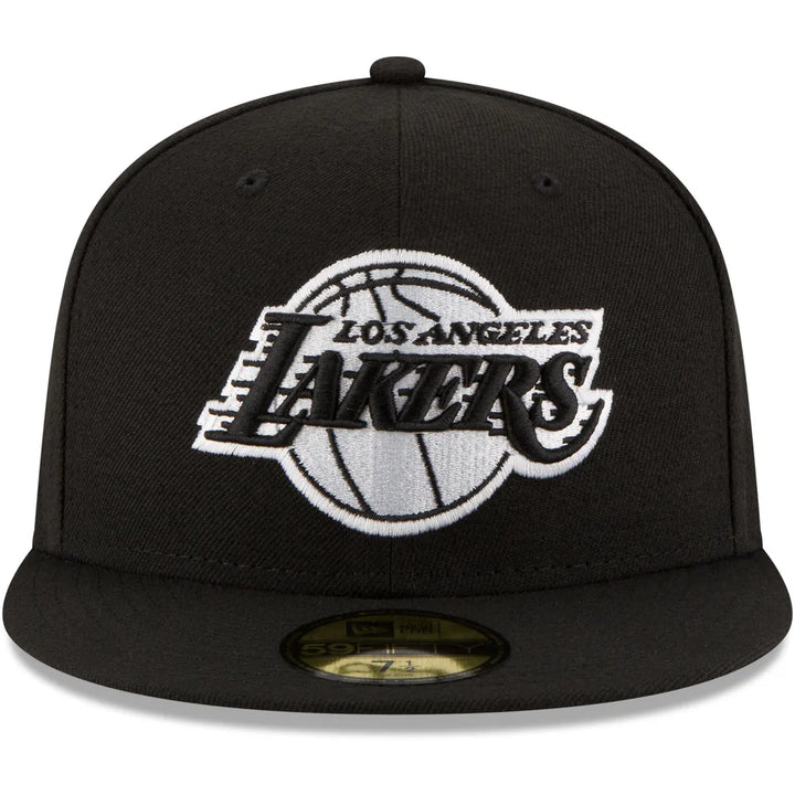 Los Angeles Lakers New Era Black & White Logo 59FIFTY Fitted Hat - Black