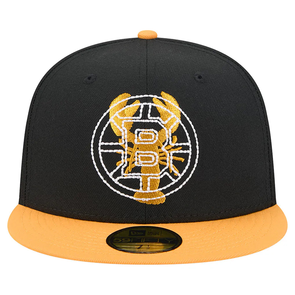 Boston Bruins New Era City Icon Stitched Overlay 59FIFTY Fitted Hat - Black/Gold