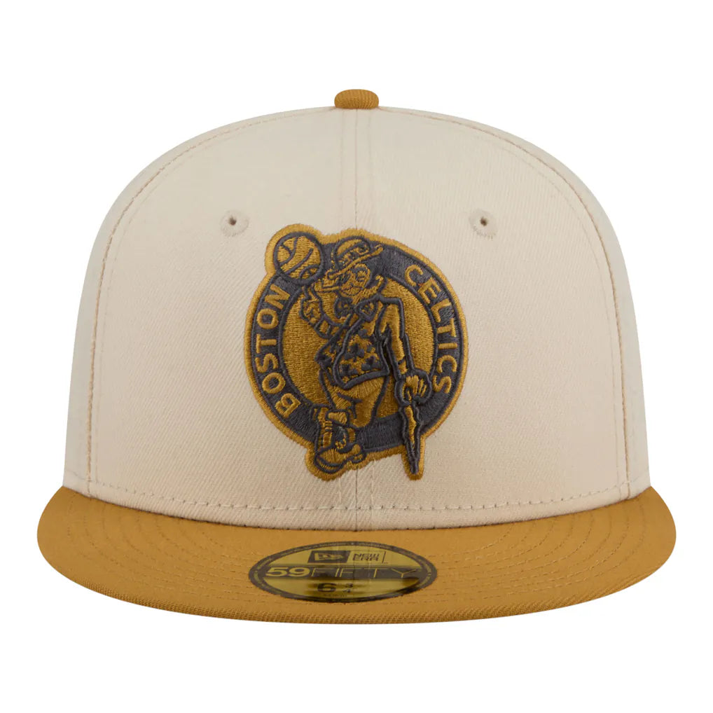 Boston Celtics New Era Two-Tone Color Pack 59FIFTY Fitted Hat - Cream/Tan