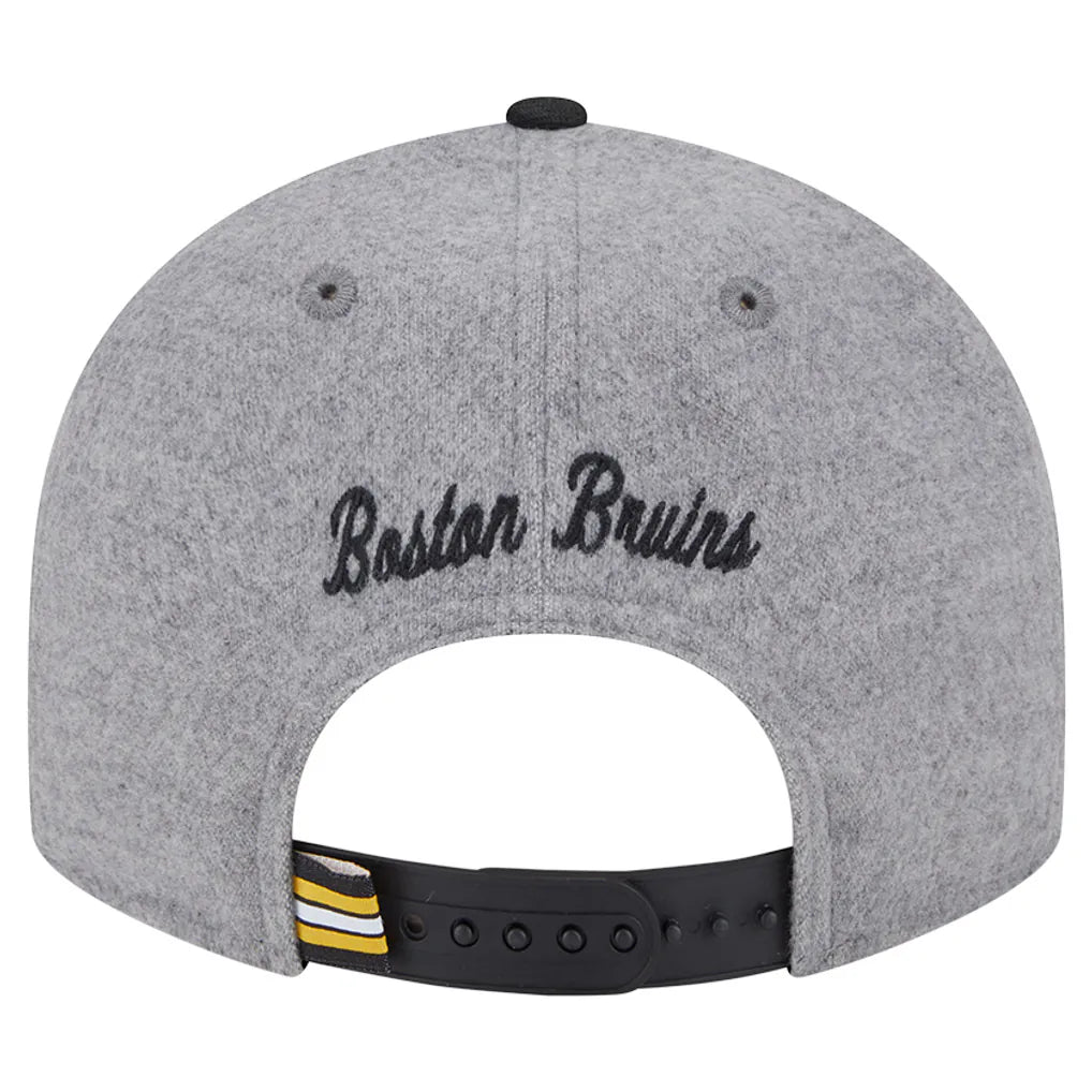 Boston Bruins New Era Wool Pin Low Profile 9FIFTY Snapback Hat - Gray/Black Techwosell