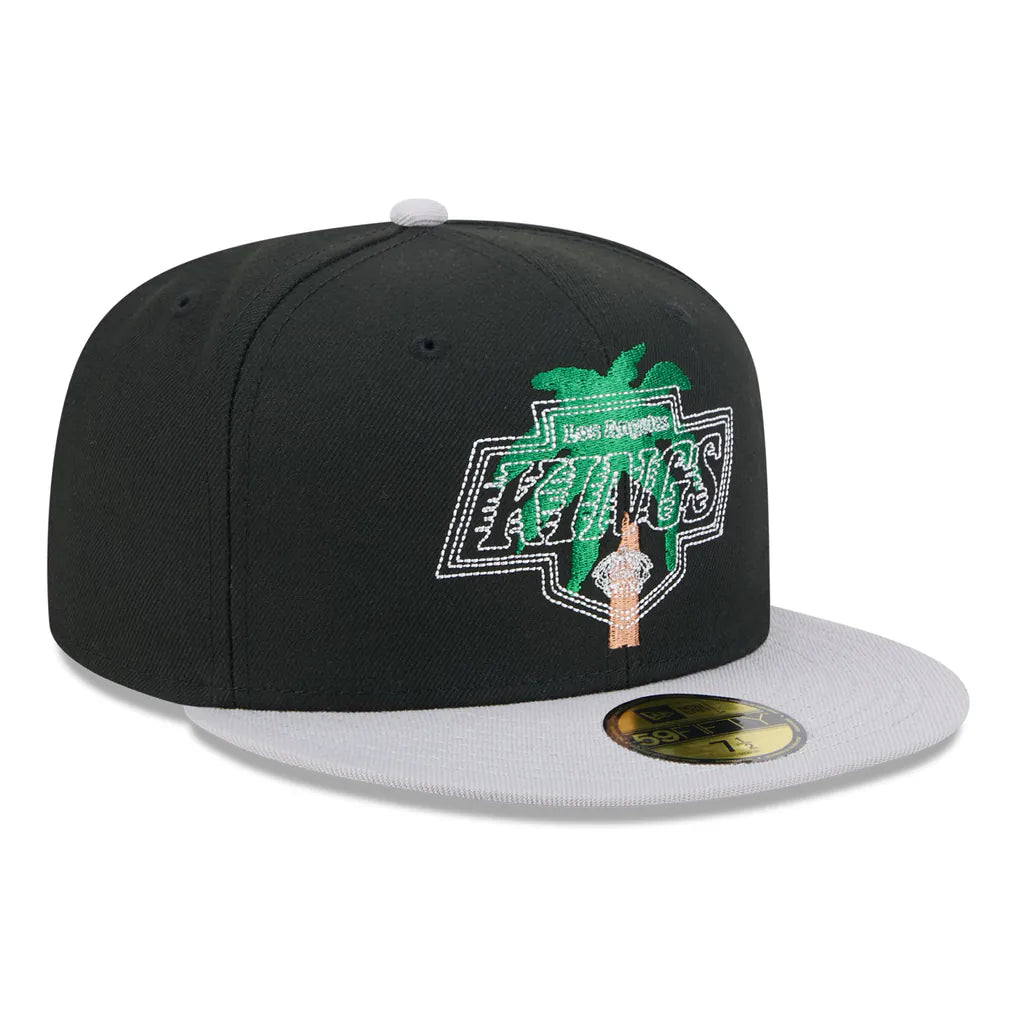 Los Angeles Kings New Era City Icon Stitched Overlay 59FIFTY Fitted Hat - Black/Gray