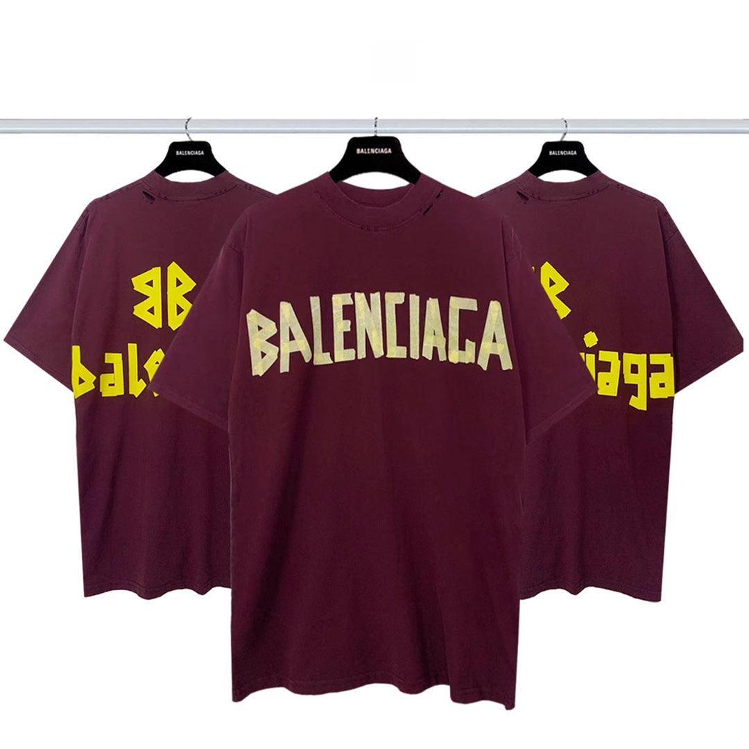Balenciaga Dark Red T-Shirt Without Collar Techwosell