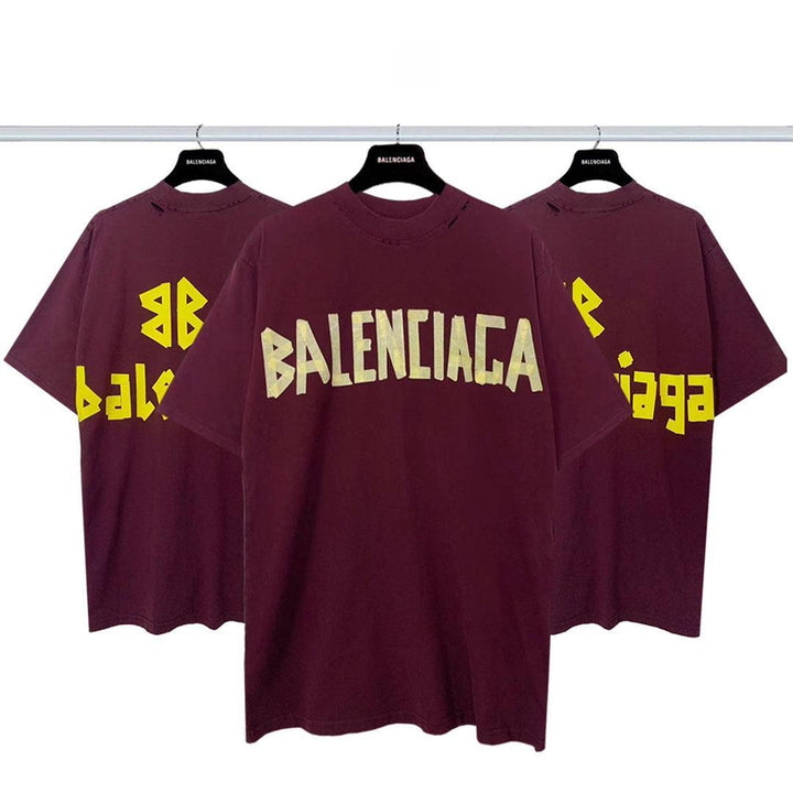 Balenciaga Dark Red T-Shirt Without Collar